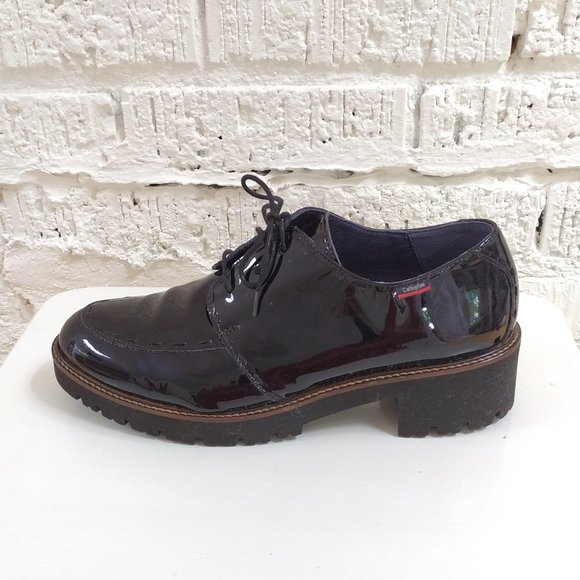 BLACK PATENT OXFORDS SIZE 9 - Picture 1 of 7